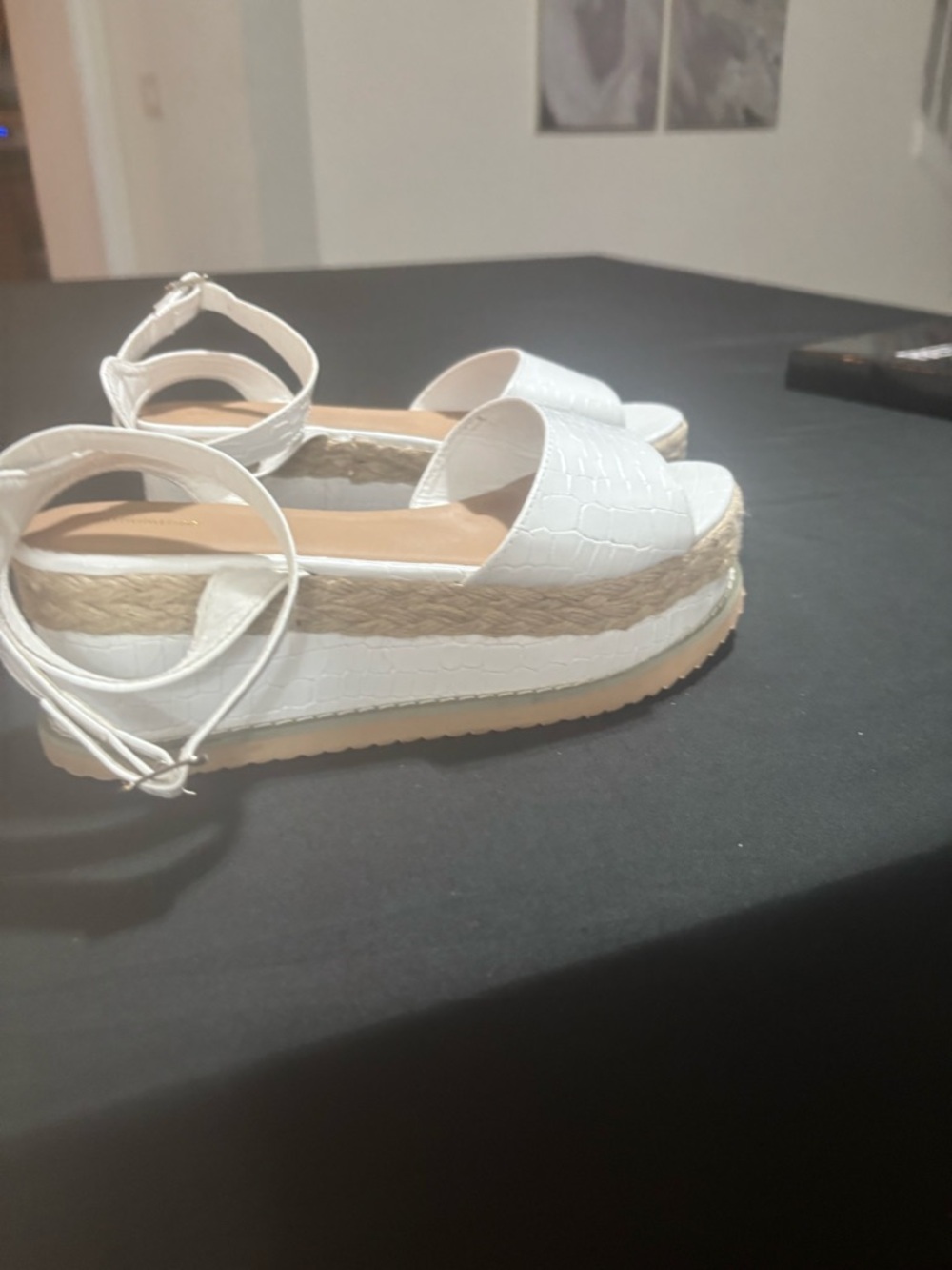 PrettyLittleThing White Platform Espadrille Sandals
